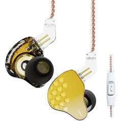 Yinyoo KBEAR Robin In-Ear-Kopfhörer, inear Monitore, 1DD+4BA Hybrid-Treiber, Stereo-Sound-Kopfhörer, HiFi-Kabel, Kopfhörer mit abnehmbarem Kabel, Geschenk für Musiker, Sänger (mit Mikrofon, Gold)