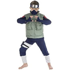 CoolChange Kakashi Hatake vaikiškas kostiumas iš Naruto Shippuden | Apima galvos juostą, liemenę ir kaukę | Vaikiškas dydis: 140