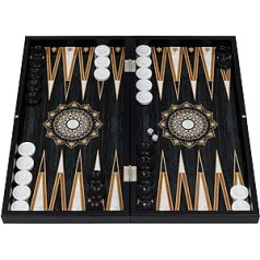 HBS GAMES Midnight Pearl Design Backgammon strateginis stalo žaidimas kauliukų žaidimas 48 cm medinis su akrilo plytelėmis draugams ir suaugusiems