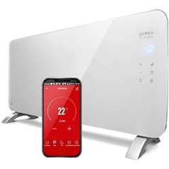 gridinlux. Jaukus WiFi šiltas 2000 W elektrinis radiatorius, stiklinis konvektorius, šildymo termostatas, WiFi, programa, tylus, tinka vonios kambariui