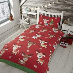 Rapport Home Rudfri Weihnachts-Bettwäsche-Set, Polybaumwolle, rot, Einzelbett