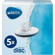 BRITA mikrodiscinis vandens filtras, 5 vnt., visų BRITA gėrimų butelių ir grafinų filtras, skirtas sumažinti chloro, mikrodalelių ir kitų skonį trikdančių medžiagų kiekį vandentiekio vandenyje