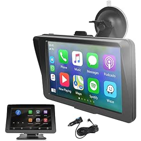 Nešiojamas „Apple Carplay“ ekranas, belaidis „Android“ automobilis, „AirPlay“ / „Mirror Link“ automobilio daugialypės terpės grotuvas, „Bluetooth“, laisvų rankų įrangos rinkinys, 7 colių jutiklinio ekrano automobilio radijo imtu