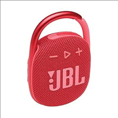 JBL Clip 4 „Bluetooth“ garsiakalbis raudonos spalvos, atsparus vandeniui, nešiojamas muzikos garsiakalbis su praktiška karabine, iki 10 valandų belaidžio muzikos srauto