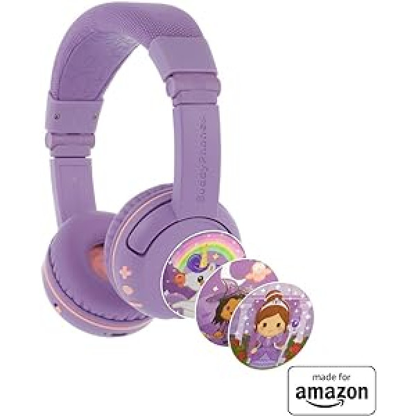 Brandneu ir „Made for Amazon“: Bluetooth-Kinderkopfhörer BuddyPhones PlayTime su Lautstärkebgrenzung (Alter: 3-7 Jahre), Violett