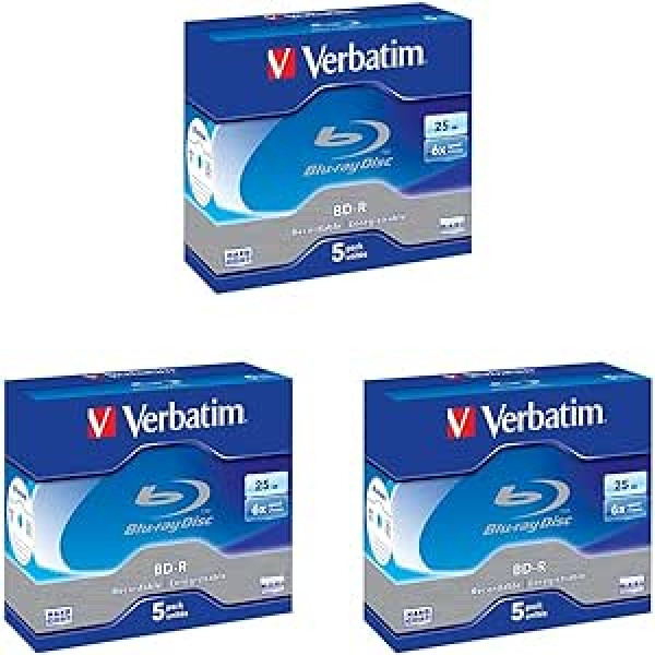 „Verbatim BD-R“ vieno sluoksnio 6x degimo greitis, spausdinamas paviršius „Scratchguard Plus“, 5 vnt. pakuotėje (3 vnt.)