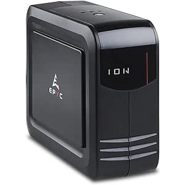 EPYC® ION UPS kompiuteriams, MAC ir aktyvūs PFC maitinimo šaltiniai, UPS, nepertraukiamas maitinimo šaltinis, UPS žaidimų konsolėms ir žaidimų kompiuteriams, 1000 VA / 600 vatų, 3 x Schuko išėjimai, neprisijungus UPS, 230 V