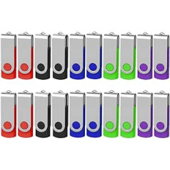USB atmintinės 128 MB 20 AreTop Memory Stick USB 2.0 Pen Drives 360° pasukamas metalinis dizainas su dirželiais duomenims saugoti, failų bendrinimas