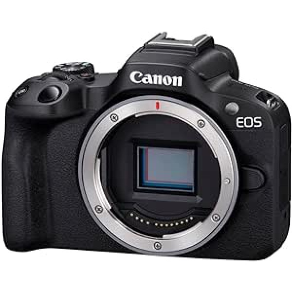 „Canon EOS R50“ sistemos fotoaparatas – beveidrodis fotoaparatas (skaitmeninis fotoaparatas su automatiniu fokusavimu ir motyvų atpažinimu, skirtas „Eyes Animals“ transporto priemonėms, 4K vaizdo kamera, 15 kadrų per sekundę, „WiFi“, pa