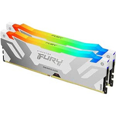 Kingston Fury Renegade White RGB XMP 32GB 8000MT/s DDR5 CL38 DIMM stalinio kompiuterio žaidimų atmintis (2 rinkinys) – KF580C38RWAK2-32