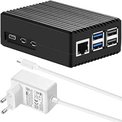GaN PD 27 W iUniker Raspberry Pi 5 dėklas su maitinimo šaltiniu, 5,1 V 5 A 27 W PD maitinimo šaltinis USB-C Raspberry Pi maitinimo šaltinio pasyvus korpusas, skirtas Raspberry Pi 5