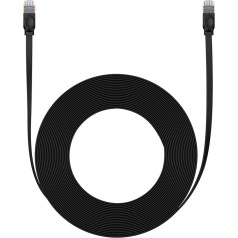 Kabelis Ethernet tinklo kabelis Cat 6 RJ-45 1000Mb/s plokščias 12m juodas