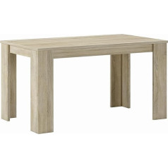Skraut Home Fiksuotas valgomojo stalas - 75 x 138 x 80 cm - talpa iki 6 žmonių - patvarios medžiagos - minimalistinis dizainas - ąžuolo apdaila