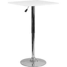 Flash Furniture 23.75SQ Reguliuojamas medinis stalas, baltas, 60 cm, kvadratinis