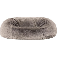 Icon Debesų milžiniškas pūkuotas dirbtinio kailio pupų maišas, pilkas, XXL pupų maišo sofa suaugusiesiems, pupų maišo kėdė su užpildu gyvenamajame kambaryje