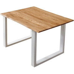 SAM Valgomojo stalas 80 x 80 cm Sietlo ąžuolo mediena Natūrali spalva Baltas metalinis U-formos rėmo stalas Unikalus