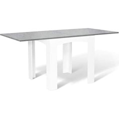 Idmarket - Valgomojo stalas, išskleidžiamas, Dona 6 - 8 asmenų, betoninis stalviršis, vaškuotas, 80 - 160 cm