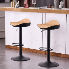 Younike Baro kėdės 2 baro kėdžių rinkinys Baro kėdės Counter Stools Reguliuojamas aukštis 360° pasukamas su kojų atrama Bistro kėdės Virtuvės kėdės Kėdės, skirtos virtuvei, buičiai ir barui, ABS ir plienas, medžio tekstūra