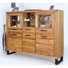Dk-Wohnen ELFO Tina 2345 Aukštuminė vitrina Laukinis ąžuolas Iš dalies alyvuota Š 158 x H 140 x D 40 cm