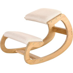 Predawn Ergonominė kelio kėdė sėdynės korekcijai - kelio taburetė meditacijai namuose - medinė ir lininė pagalvėlė - nugaros, kaklo ir kaklo skausmui mažinti ir laikysenai gerinti (baltas ąžuolas)