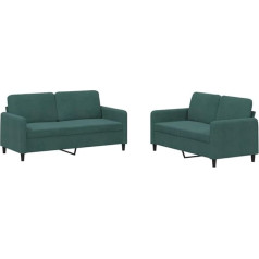 Vidaxl Sofos komplektas, 2 dalių fotelis, sofa, svetainės sofa su porankiais, sofos komplektas, dizainerio sofa, sėdimieji baldai, minkšti baldai, tamsiai žalias aksomas