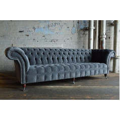Jvmoebel XXL didelė sofa sofa Chesterfield 245 cm minkštos sofos 4 sėdimos vietos odinė tekstilė #G1
