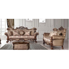 Jv Möbel Sofos komplektas 3 + 3 sėdimų vietų sofa Prabangus stilius Audinys Gyvenamasis kambarys Barokas