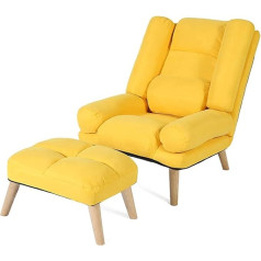 Kjly Sofos Sodo kėdės Tinginio sofos kėdė 14 stendų Pritaikyti su kojų atrama Laisvalaikio minkštasuolis Sofa Slipcover Office Fashion Sofa Fotelis, pilka/žalia/geltona (spalva : geltona)