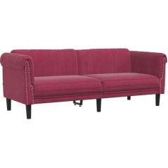 Vidaxl Sofa 3-vietė, sofa su porankiais, atlošu, atraminėmis kojomis, svetainės sofa, minkšta sofa, sofos komplektas, moderni, vyno raudonumo aksomas