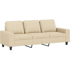 Vidaxl Sofa 3-vietė, svetainės sofa sofa su porankiais, svetainės sofos dizainas, sofa su metaliniu rėmu, sėdimieji baldai, trijų vietų, kreminis audinys