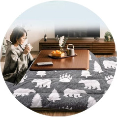 Kotatsu Keturių dalių rinkinys Šeimos stalas Žiemos tatamio šildymo stalas Daugiafunkcinis kavos stalas Šilta dovana šeimai (spalva: riešutmedžio spalva, S: 80 x 120 x 45 cm)