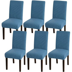 ‎Clgty CLGTY Stretch kėdžių dangteliai, Stretch Jacquard audinys, nuimamas kėdžių dangtelis, sėdynių dangteliai, kėdžių dangteliai valgomajam, viešbučiui, ceremonijai mėlyna, 6 komplektų rinkinys