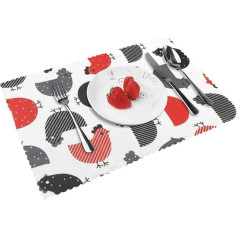 Opsrey Kūrybiškas animacinių filmų viščiukas atspausdintas 4 paklotų rinkinys Placemable Table Decorative Mats