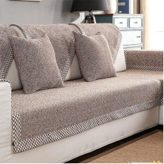 HM&DX Medvilninis megztas sofos dangtis Sofa Throw Multi-Size Non-Slip Dirt-Resistant Plain Sofa Cover for Sectional Doors Couch Brown 70 x 240 cm (28 x 94 colių)