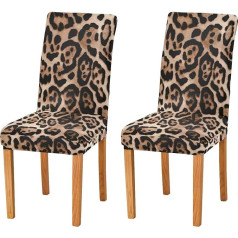 ‎Odawa Leopardo spausdinimo kėdžių dangteliai Valgomasis kambarys Stretch Valgomojo kėdė Slipcover Restoranas Viešbutis Nuimamas skalbiamas virtuvės kėdžių apsauginis dangtelis