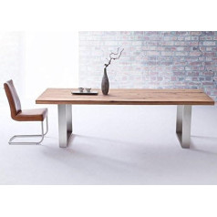 Robas Lund , Castello CAS180EB Valgomojo stalas, ąžuolas / medžio masyvas / Bassano / šlifuotas nerūdijantis plienas, 180 x 100 x 76 cm