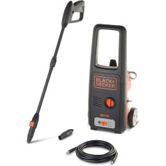 Black & Decker BXPW1500E Slėginis plovimo aparatas su sukamuoju antgaliu, srovės antgalis, 6 m žarna, 0,4 l putų antgalis, juoda ir oranžinė spalvos
