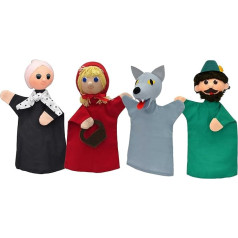 4 skyrių rinkinys Marionetės pasakų figūrėlės Rankinė lėlė Raudonkepuraitė 18 cm įvairiaspalvė vaikams berniukams mergaitėms kūdikiams