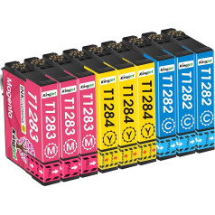 KINGJET 128XL spausdintuvo kasetės, suderinamos su Epson T1282 T1283 T1284 T1285 kasetėmis, skirtomis Epson Stylus SX235W SX230 SX125 S22 SX130 SX420W SX425W SX430W BX305FW BX305F SX440W 445W (9 pakuotės)