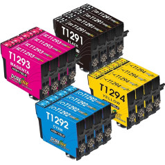 DOREINK T1295 daugiapakopė kasetė, suderinama su Epson WF 3520 spausdintuvo kasetėmis, skirtomis Epson T1291 T1292 T1293 T1294, skirtomis Workforce WF-3540 WF-7525 WF-7515, Stylus SX235W SX425W SX445W SX535WD, Stylus Office SX