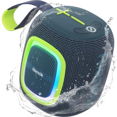 RIENOK Bluetooth Lautsprecher Klein mit Licht FM Radio Bluetooth 5.3 Musikbox Kabellos Bass Box mit 15 Stunden Spielzeit Stereo Tragbar Wasserdicht TF Karte USB Stick Teal