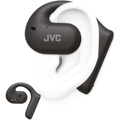 JVC Nearphones HA-NP35T-B, tikros belaidės ausinės, atviros ausies dizainas, triukšmo slopinimas, apsauga nuo vandens (IPX4), mikrofono išjungimo funkcija, 17 valandų atkūrimo, 