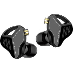 KZ ZVX HiFi In-Ear monitoriaus ausinės Dvigubo dinaminio draiverio ausinės su nuimamu OFC plokščiu kabeliu, 2 kontaktų 0,75 mm, skirtos audiofilams, kompiuteriui MP3 MP4 (be mikrofono, juodos spalvos)