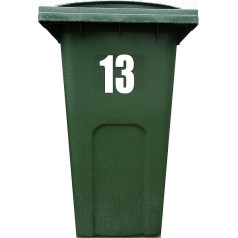 13 x 4 x 4 x Wheelie Bin lipdukai Vinilo numeris 1-99 Didelė perdirbimo dėžė Savarankiškai lipni