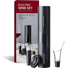 LETJUM Elektrinis korkenzinis aparatas, wiederaufladbar, skirtas vynui, profesionalus automatinis flaškomatas 3 in 1 su auslaufsicherem Ausgießer, Vakuumverschluss ir Schneider