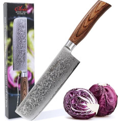 Wakoli EDIB Pro Premium Nakiri peilis su 18 cm ašmenimis, pagamintais iš 67 sluoksnių tikro damaskinio plieno, su Pakka medine rankena I Damasko peilis Virtuvinis peilis ir profesionalus virėjo peilis