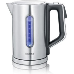 SEVERIN skaitmeninis virdulys su greito virimo funkcija ir individualia temperatūros parinktimi, 1,7 l XXL talpos, nerūdijantis šlifuotas plienas/juoda spalva, 3000 W, 100 % be BPA, WK 3418