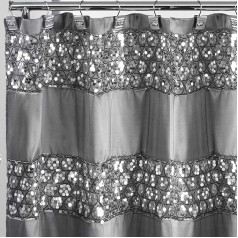 Populiari vonia Sinatra Duschvorhang, luxuriös, glamouröser Stoff, modernes Design, glitzernd, silberfarben