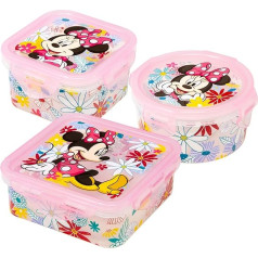 damaloo Minnie Mouse maisto laikymo indeliai su dangteliu, sandarūs ir be BPA, 3 duonos skardinių rinkinys vaikams, mažos pietų dėžutės vaikų darželiui, užkandžių dėžutė mergaitėms ir berniukams