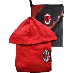 Chalatas su gobtuvu iš mikropluošto Official Milan A C TG S M L XL XXL Raudona juoda su dėklu vyrams berniukams